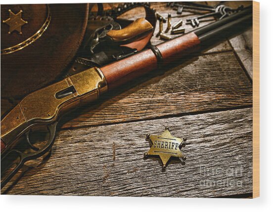 Wild West Sheriff Setup Wood Print
