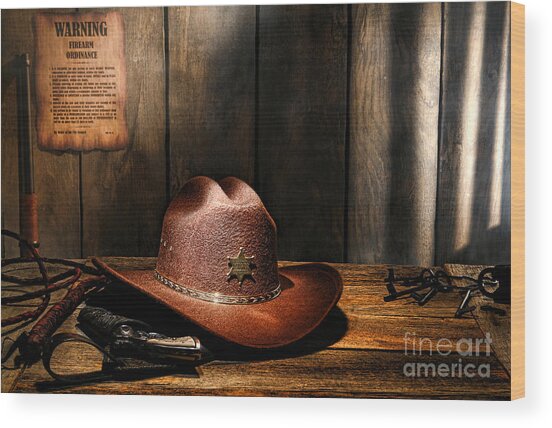 Western Sheriff's Desk Wood Print