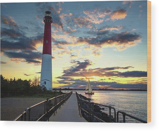 Sunset at the Lighthouse Wood Print