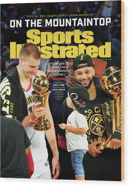 Nikola Jokić and Jamal Murray Celebrating Wood Print