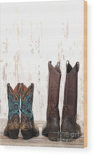 Colorful Cowboy Boots Wood Print