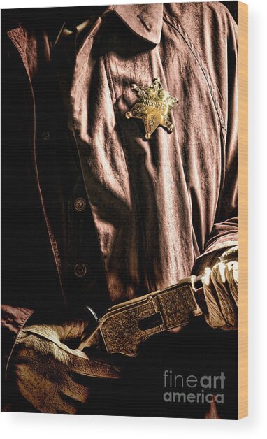 Sheriff's Badge and Rifle Wood Print