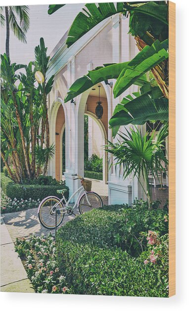 Florida, Palm Beach, Bicycle By The Colony Hotel Wood Print