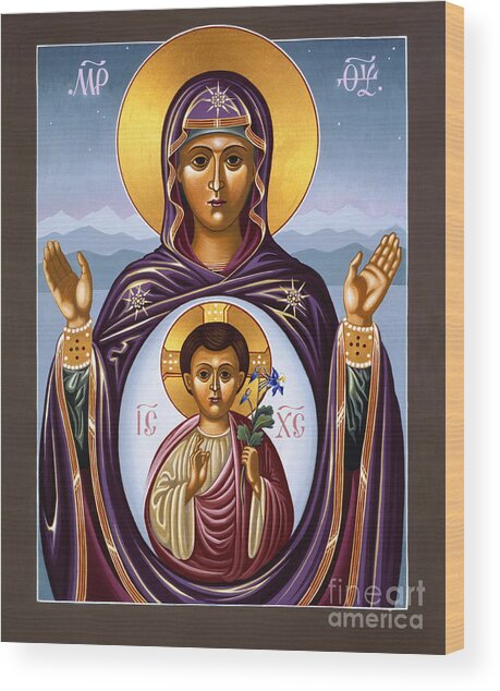 Our Lady with Child Icon Wood Print