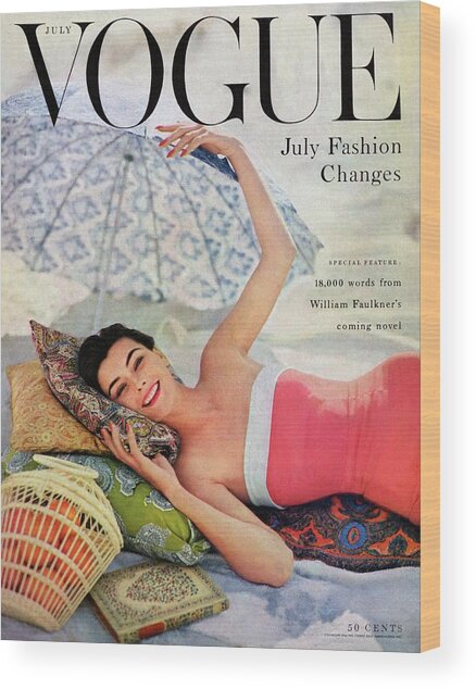 Vintage Vogue Cover with Model Wood Print