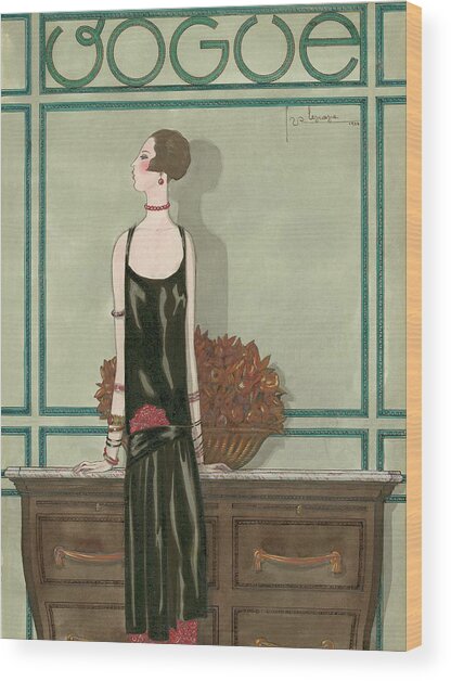 Vogue Magazine Cover Featuring A Woman Wearing #1 Wood Print