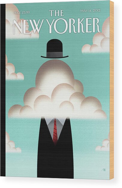 Surreal Man in Clouds Wood Print