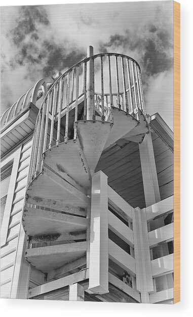 Beach House Spiral Wood Print