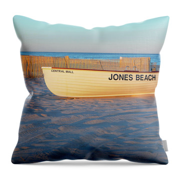 Boat, Jones Beach, Long Island Ny Throw Pillow