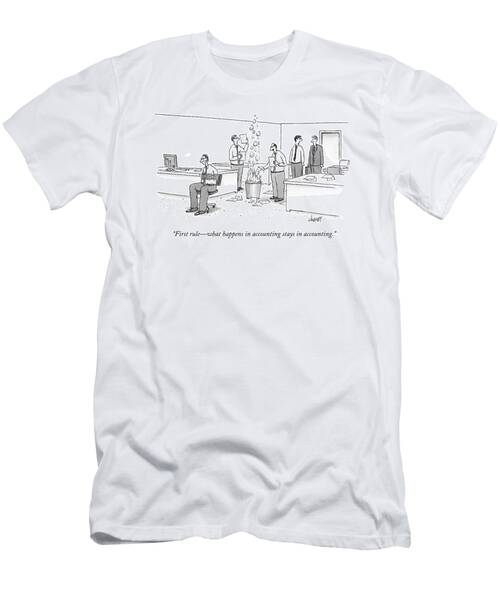 Office Accounting Chaos Cartoon T-Shirt