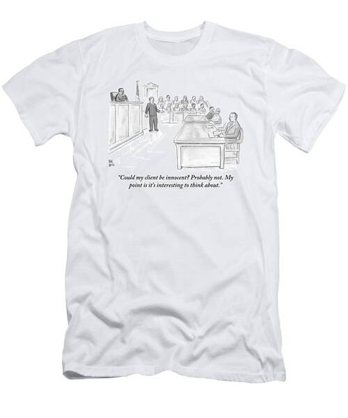 Courtroom Cartoon with Witty Lawyer T-Shirt