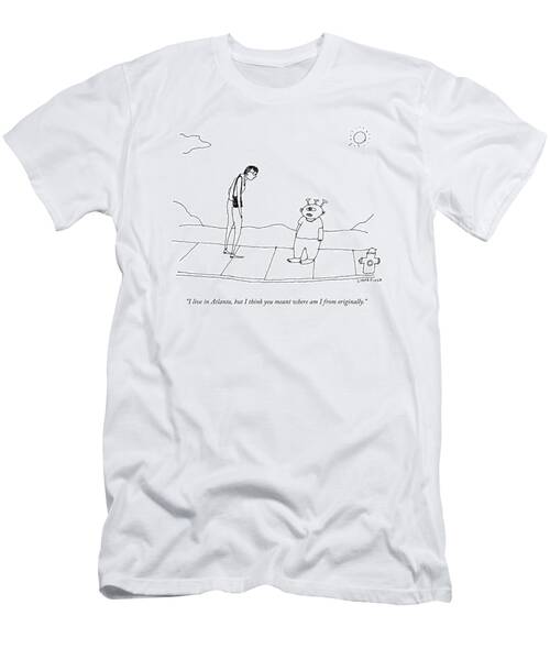 Alien On Sidewalk Cartoon T-Shirt