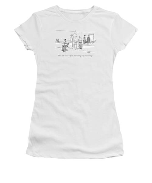 Office Accounting Chaos Cartoon Women's T-Shirt