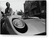 Smiling Man with Vintage Sports Car Acrylic Print