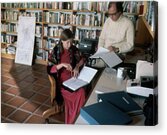 Two People Working in a Library Acrylic Print
