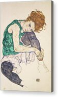 Seated Woman with Intense Expression Acrylic Print