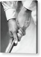 Close-Up of Hands Gripping a Club Acrylic Print