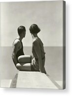 Couple in Vintage Swimwear Acrylic Print