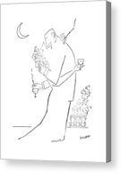 Elegant Smoking Couple Under Moonlight Acrylic Print by Saul Steinberg