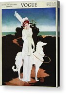 Elegantly Dressed Woman with Dog Acrylic Print by Mrs. Newell Tilton