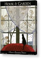 Black Cat and Autumn Leaves Acrylic Print