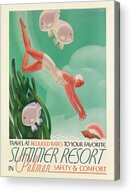Summer Resort, Diver - Vintage Travel Poster - Pullman Safety And Comfort Advertisement Acrylic Print