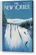 Skiers on Snowy Slope Acrylic Print