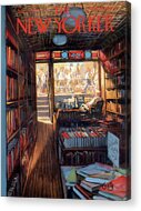 Cozy Bookstore Interior Scene Acrylic Print