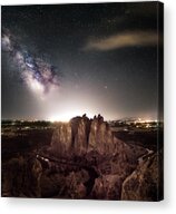 Smith Rock Milky Way Acrylic Print by Russell Wells