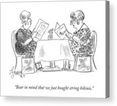 Ladies Reading Magazines at Café Acrylic Print