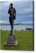 Statue Overlooking Mackinac Bridge Acrylic Print