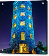 Illuminated Stone Tower at Night Acrylic Print