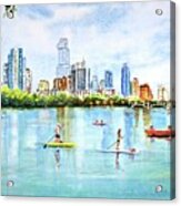 Austin Texas Skyline From Lou Neff Point Acrylic Print
