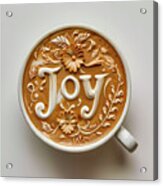 Intricate_coffee_art_as_the_word_joy_2 Acrylic Print