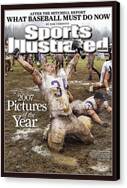 Dramatic Football Moment in Mud Canvas Print