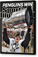 Penguins Celebrate Hockey Victory Canvas Print