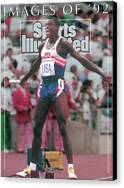 Olympic Track Star Celebrates Victory Canvas Print