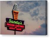 Neon Ice Cream Sign at Sunset Canvas Print by Slow Fuse Photography