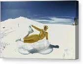 1960s Ski Fashion in Switzerland Canvas Print