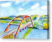 Austin Texas 360 Bridge Watercolor Canvas Print