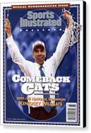 Celebratory Coach Raising Championship Net Canvas Print