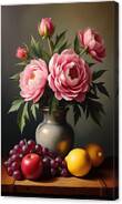 Peony Wall Art Floral Still Life Oil Painting Canvas Print by Nature Oil Painting