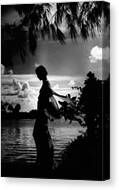 Silhouette by the Lake Canvas Print