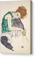Seated Woman with Intense Expression Canvas Print