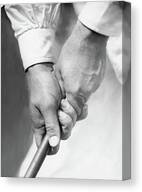 Close-Up of Hands Gripping a Club Canvas Print