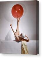 Elegant Pose with Red Balloon Canvas Print