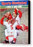 Johnny Bench Celebrates 1975 Victory Canvas Print