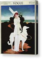Elegantly Dressed Woman with Dog Canvas Print by Mrs. Newell Tilton