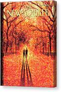 Autumn Stroll in Central Park Canvas Print