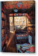 Cozy Bookstore Interior Scene Canvas Print